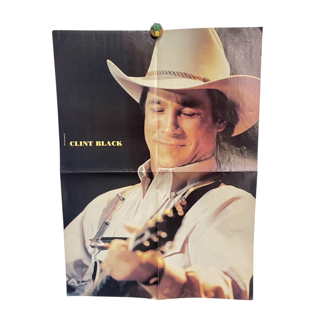 Vintage Country Music Magazine Poster Clint Black Trisha‎ Yearwood 2 Side 16x21